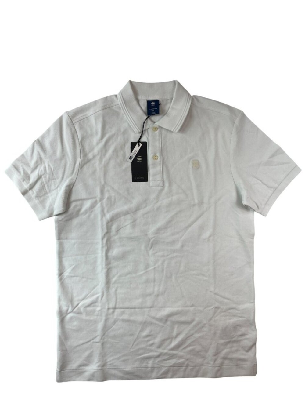 G-Star Raw Dunda Slim Polo Shirt White Premium Stretch Men's Size M MSRP$70 NWT